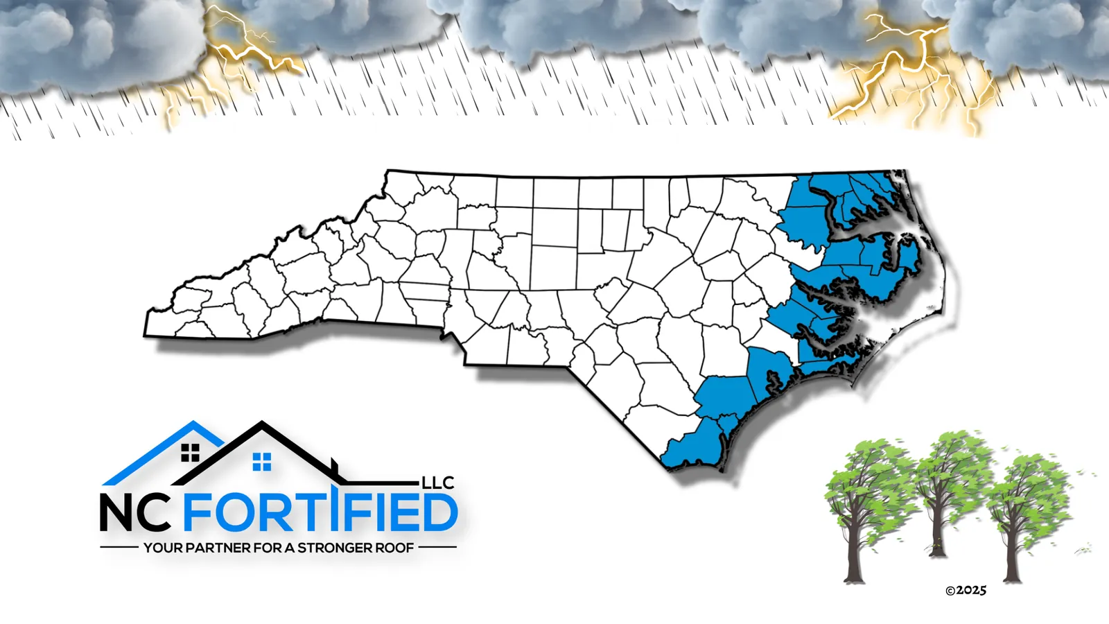 NC FORTIFIED service coverage map across Eastern North Carolina